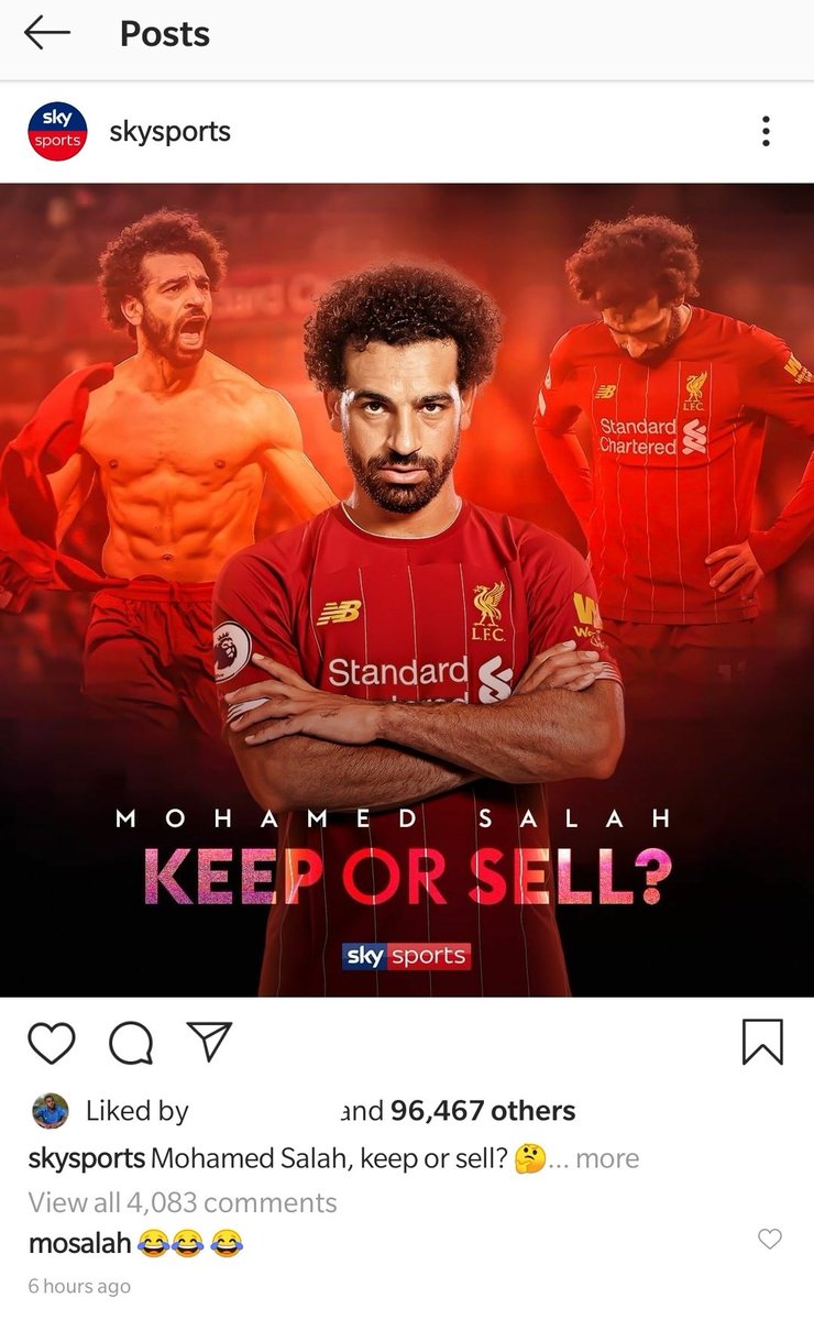 (Photo) Mo Salah laughs off Insta post asking whether Liverpool should ...