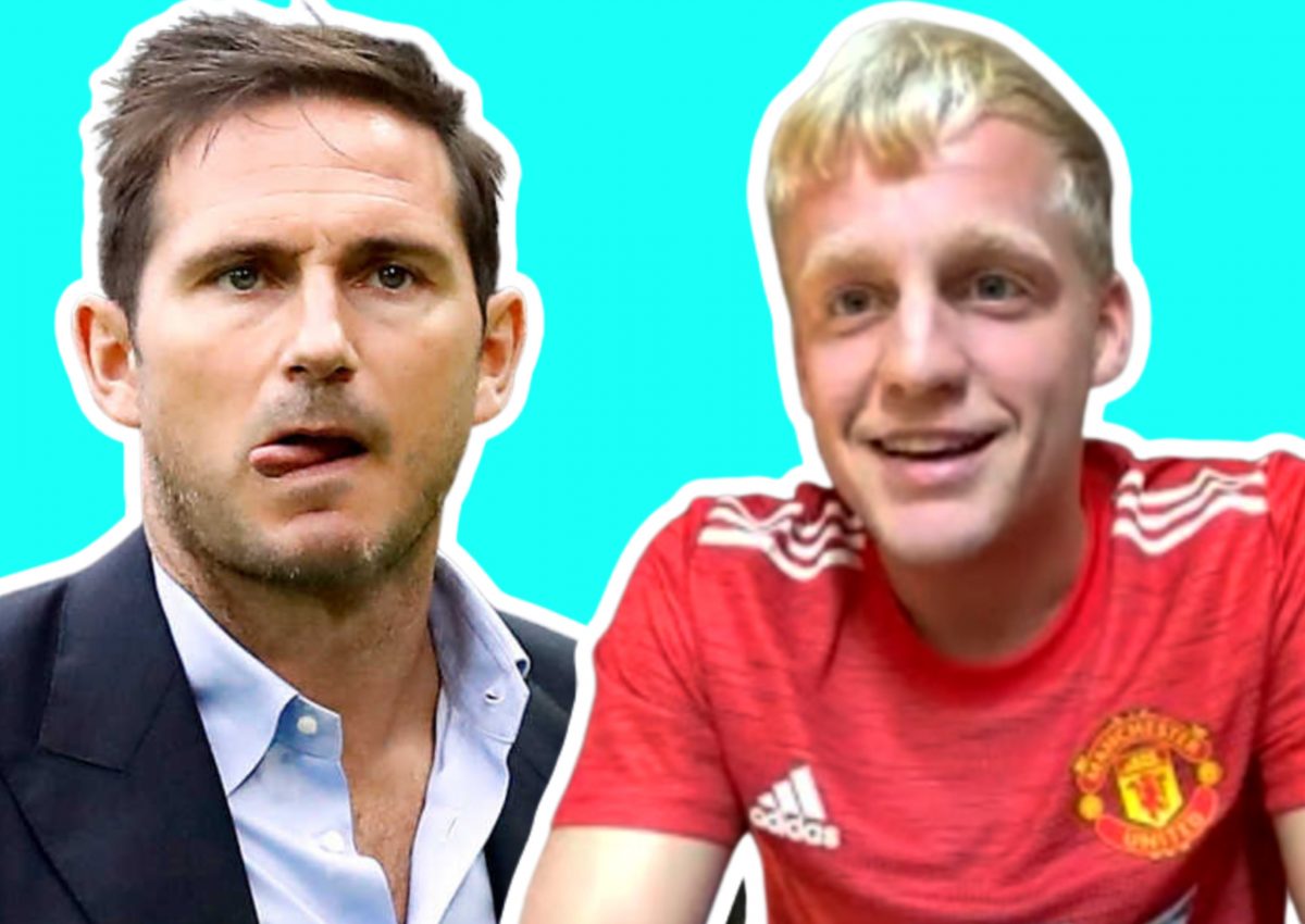 Frank Lampard and Donny van de Beek in Man United shirt