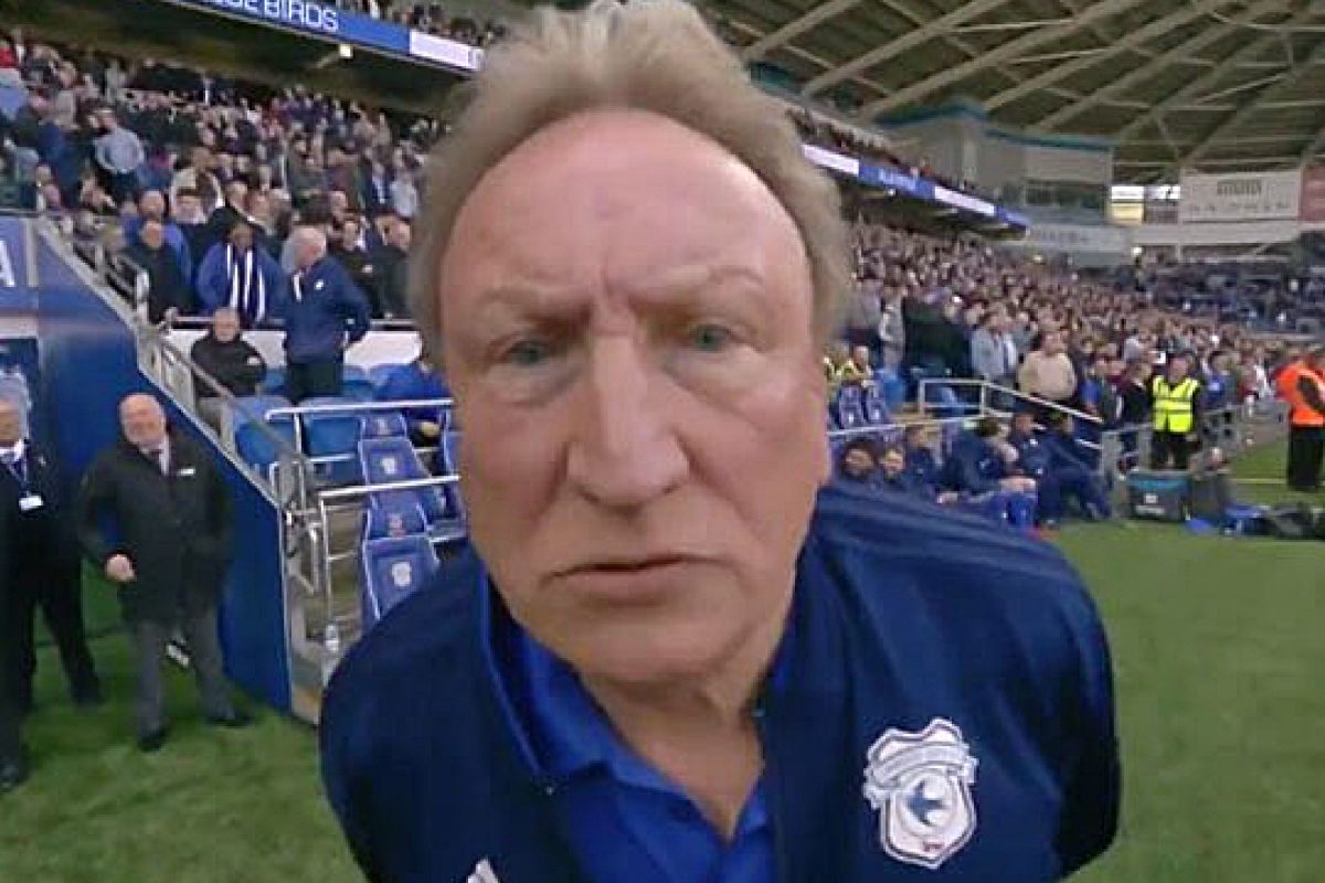 Neil Warnock looking at the camera