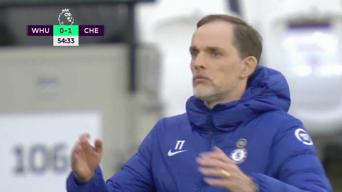 Thomas Tuchel's reaction to Werner's miss against West Ham