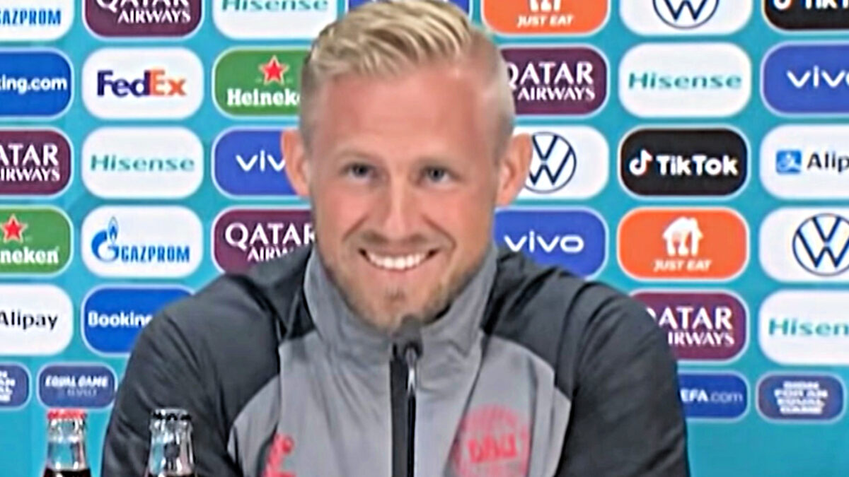 Kasper Schmeichel taking no prisoners during a press conference before England v Denmark