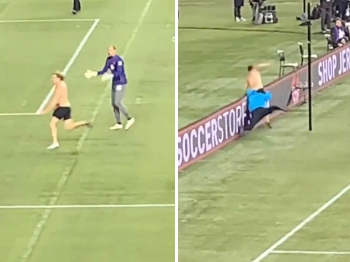 Canadian streaker gets taken out by stewards