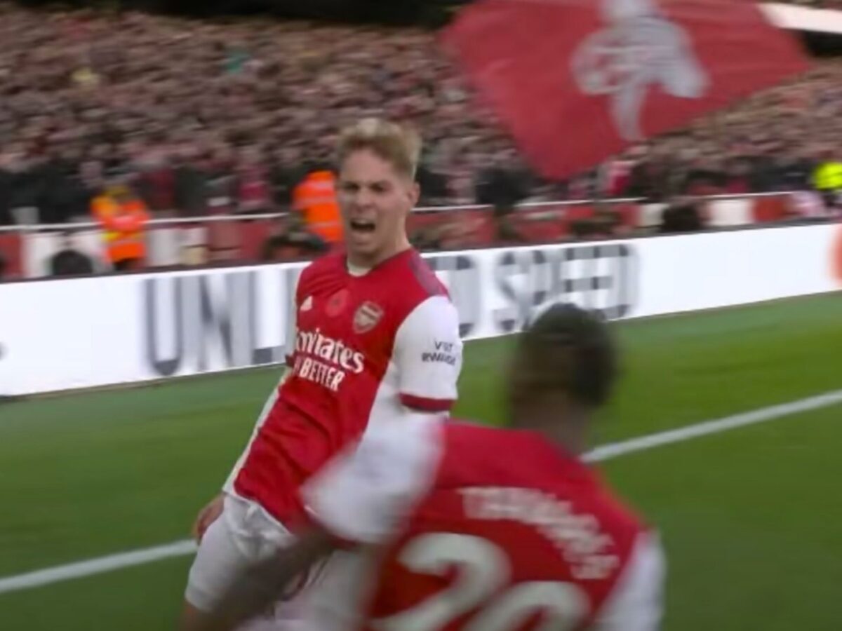 Emile Smith Rowe and Nuno Tavares celebration