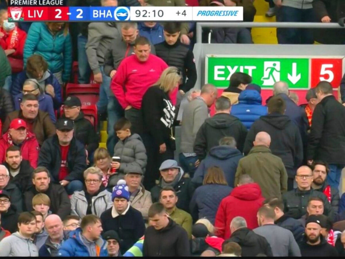 Liverpool fans leaving Anfield early during Brighton draw