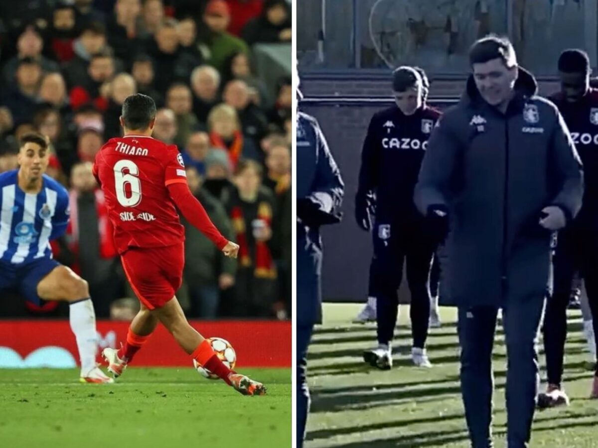 Thiago Alcantara goal against Porto and Steven Gerrard discussing it in Aston Villa training