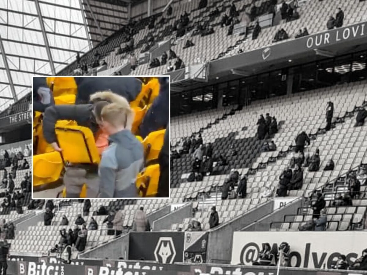 Liverpool fans spotted robbing seats in Molineux