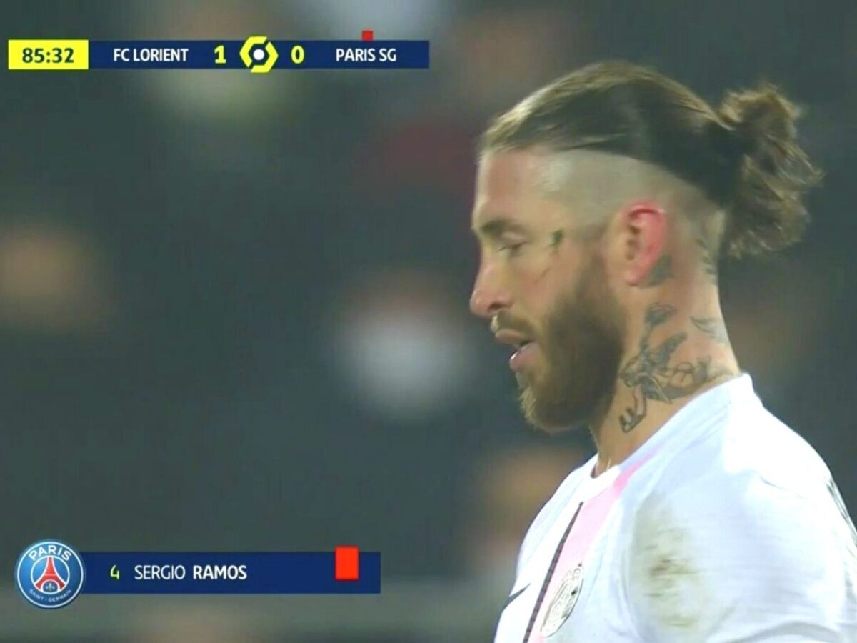 Sergio Ramos was sent off against Lorient