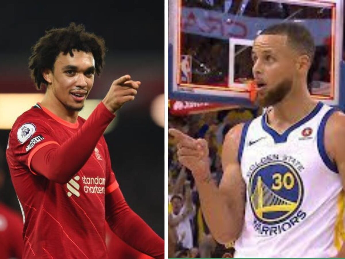 Trent Alexander-Arnold imitates Steph Curry's finger celebration