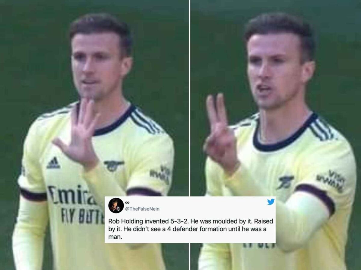 Rob Holding signalling Arsenal to initiate a 5-3-2 formation