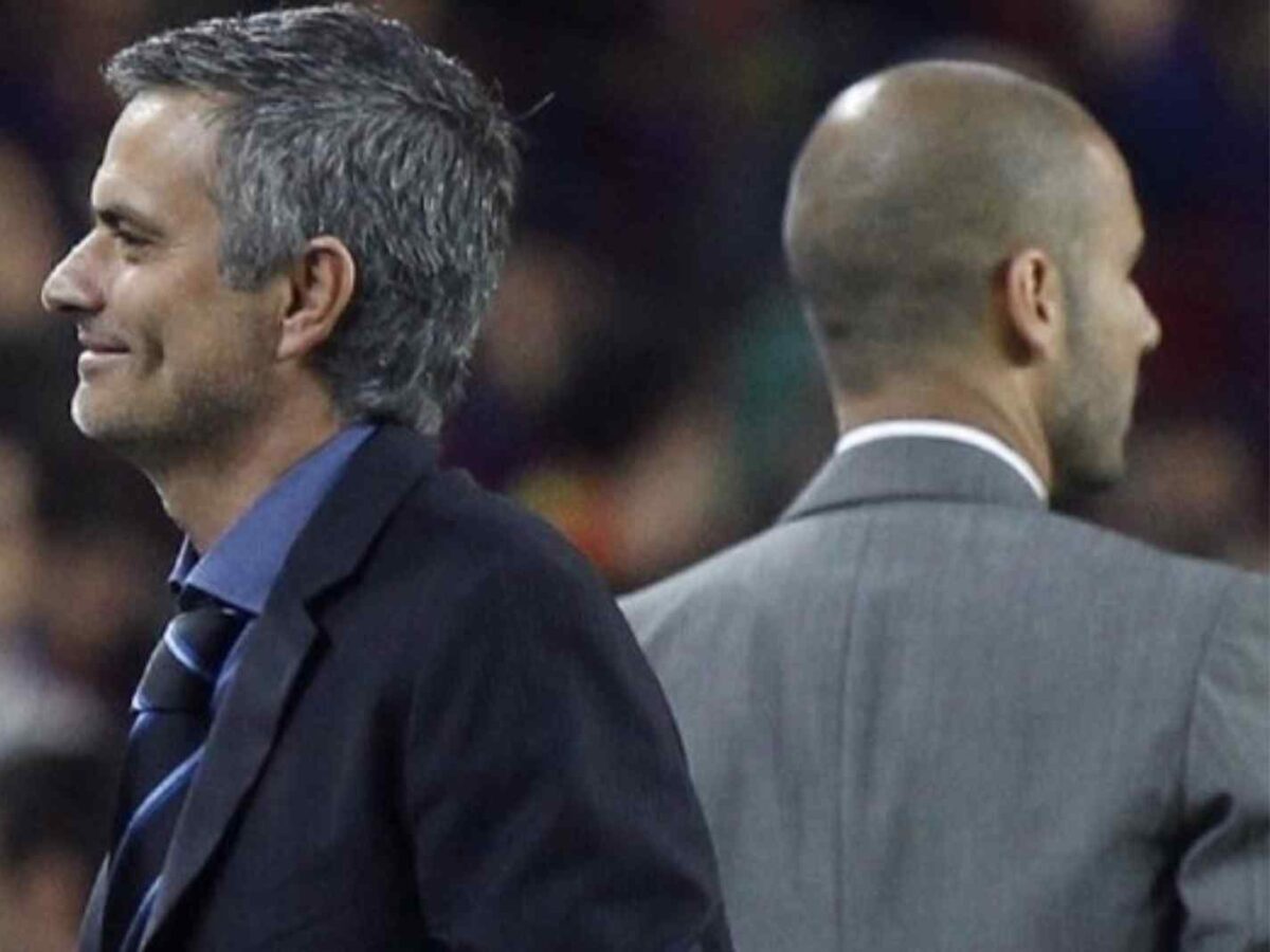 In this image - Jose Mourinho and Pep Guardiola