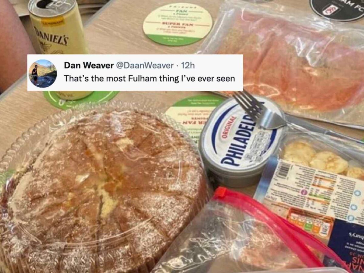 The photo shows the variety of food some Fulham fans brought to the train as part of their away day experience during the game against Sheffield United.