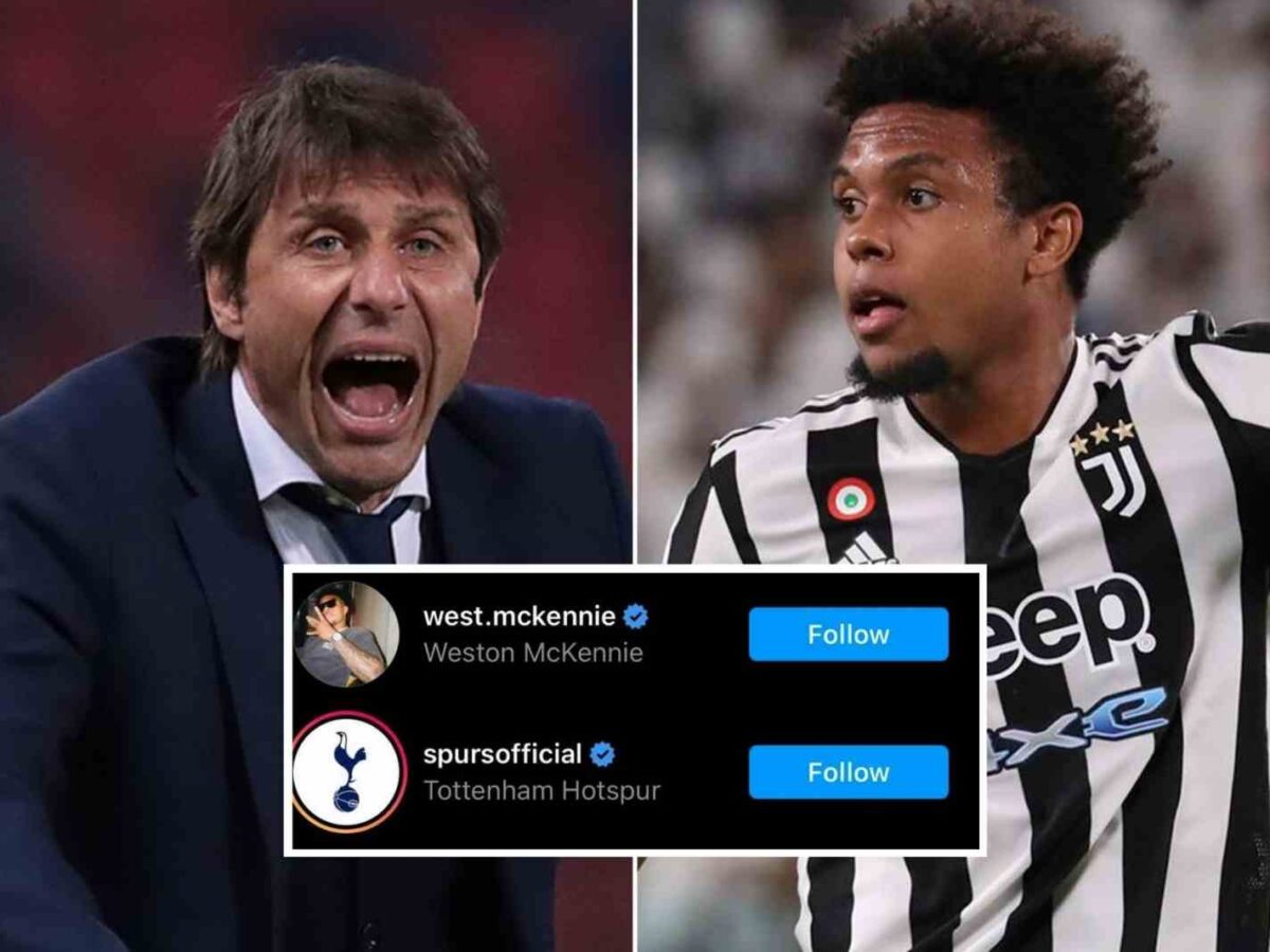 A two photo collage featuring Antonio Conte and Weston McKennie