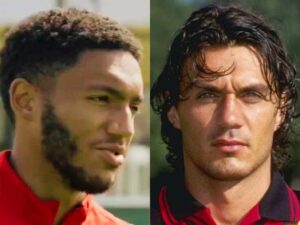 Half and half image featuring Joe Gomez and Paolo Maldini