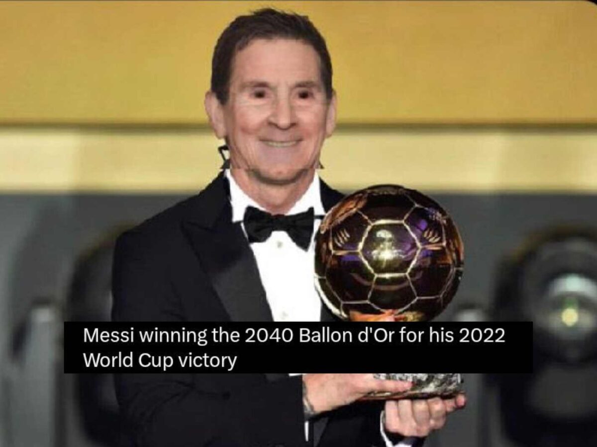 Meme mocking Lionel Messi winning 2023 FIFA Best award