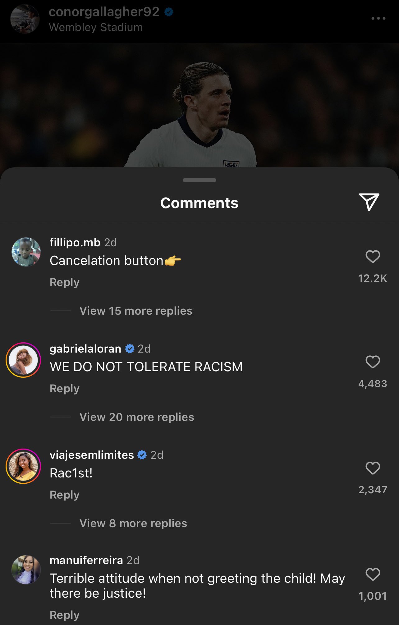 Internet Turns Against Conor Gallagher After Ignoring Black Mascot ...