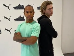 Lewis Hamilton and Todd Cantwell